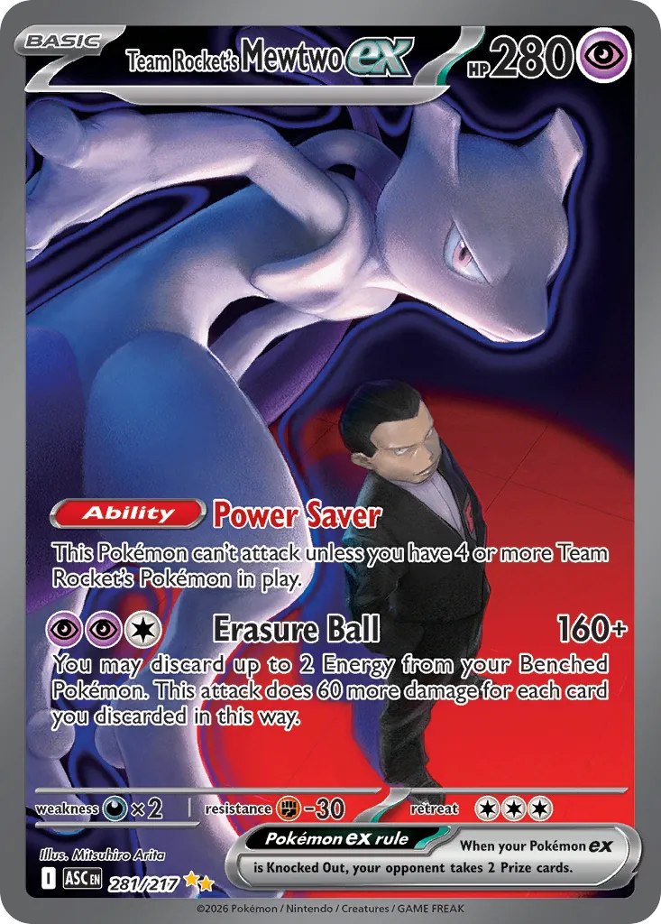 Pokemon TCG Ascended Heroes Team Rocket's Mewtwo Ex Special Illustration Rare